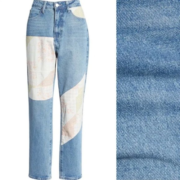 bp Denim - Bp. Quilt Patchwork Tapered Jeans In Blue Light Wash NEW